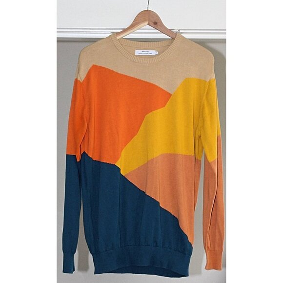 Dedicated. - Men's Mora Cut Mountain Pullover Sweater- Orange Multicolor, Large - Picture 5 of 11
